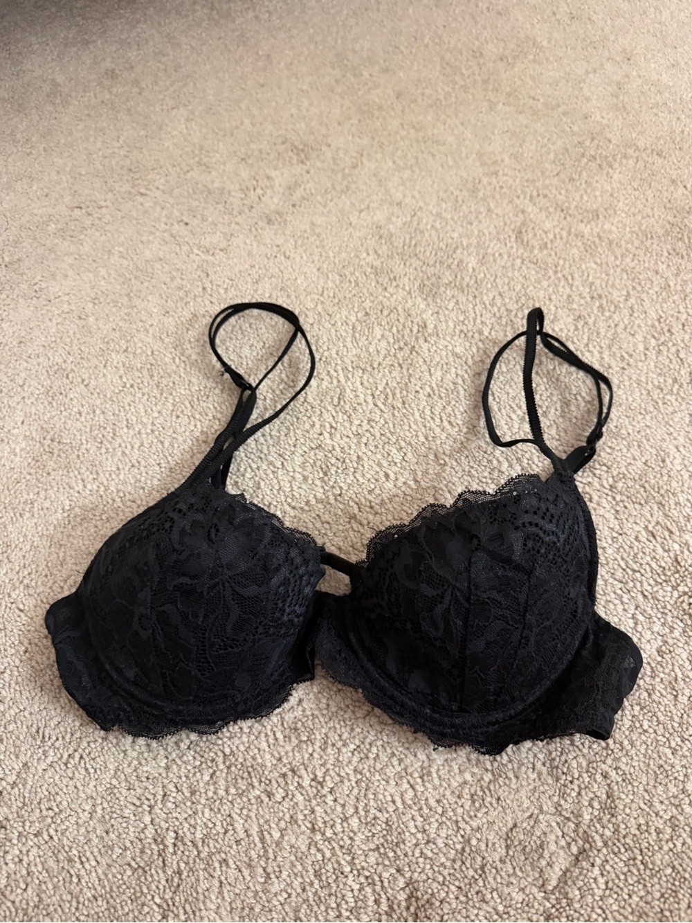 PINK Victoria's Secret Black Lace Push-Up Bra